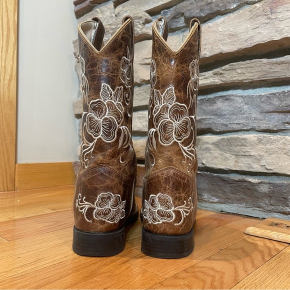 Shyanne Little Lady Western Cowgirl Boot Brown Size 6D Floral Stitched Pattern - Picture 2 of 7